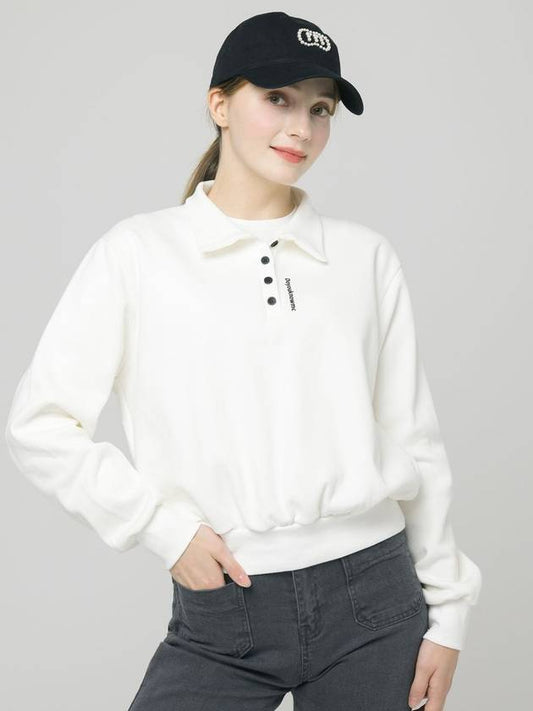 Doyou Know MC Women s Shirt Collar Double sided Pique Tissue Loose Fit White Sweatshirt DO6242MT30 1 - DOYOUKNOWMC GOLF WEAR - BALAAN 2