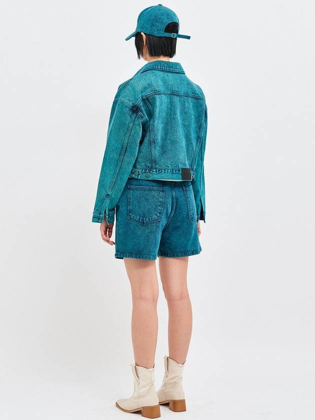 Soju Crop Trucker Denim Jacket Green - C WEAR BY THE GENIUS - BALAAN 5