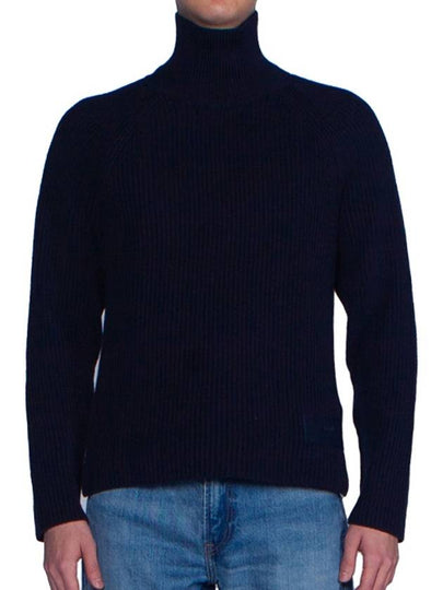 Logo Rib Turtleneck Navy - AMI - BALAAN 2