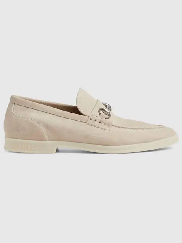 Men's Horsebit Suede Loafers Beige - GUCCI - BALAAN 2