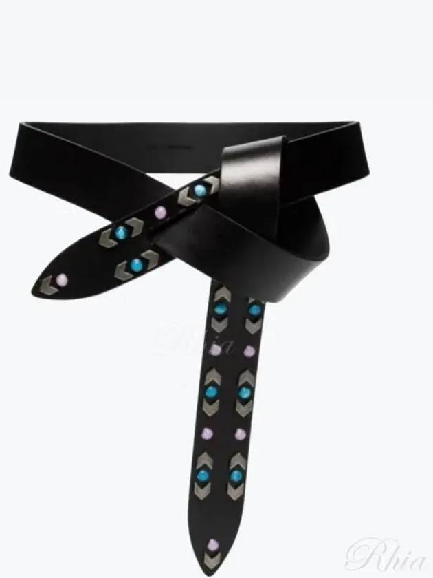 Lecce Stud Detail Leather Belt Black - ISABEL MARANT - BALAAN 2