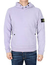 Snap Brushed Cotton Fleece Hoodie Lavender - STONE ISLAND - BALAAN 3