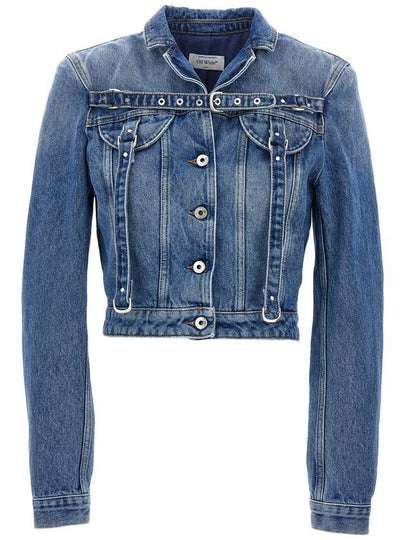 23 fw Blue Cotton Denim Jacket OWYE048F23DEN0014500 B0480518377 - OFF WHITE - BALAAN 2