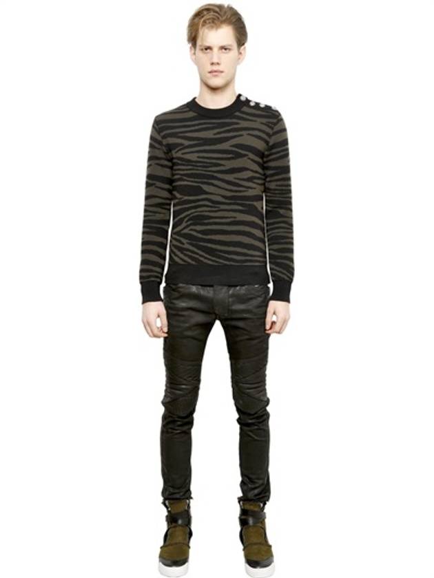 14FW 165CM side zipper waxed biker jeans - BALMAIN - BALAAN 5