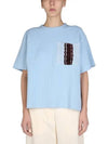 Women's Crew Neck Cotton Short Sleeve T-Shirt Blue - JIL SANDER - BALAAN 3