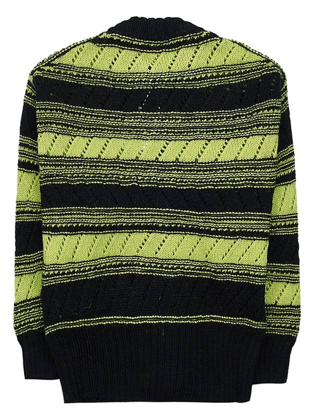 Logo Stripe Pattern Knit Cardigan Black - GANNI - BALAAN 3