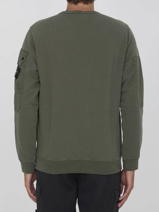 Brushed Organic Cotton Fleece Sweatshirt Green - STONE ISLAND - BALAAN 5