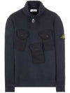 Wappen Patch Multi-Pocket Mock Neck Sweatshirt Navy - STONE ISLAND - BALAAN 3