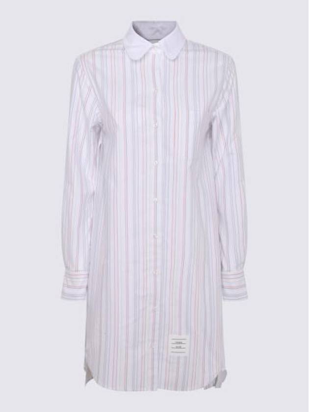 Pleated Back Striped Oxford Short Dress - THOM BROWNE - BALAAN 8