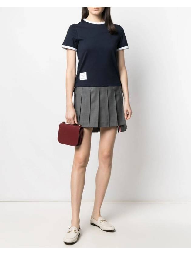 Asymmetric Hem Short Sleeve T-Shirt Navy - THOM BROWNE - BALAAN 3