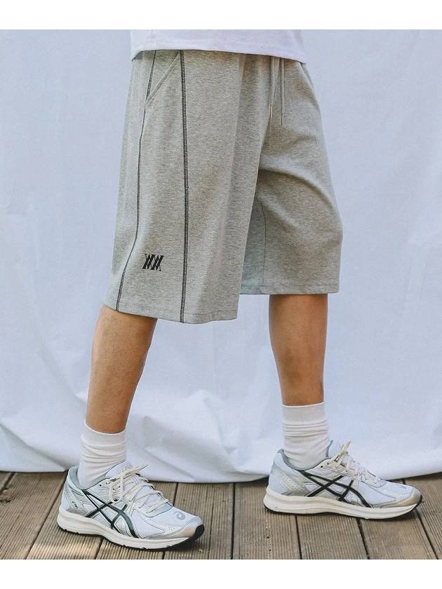 Stitched wide shorts melange gray - MACASITE - BALAAN 5
