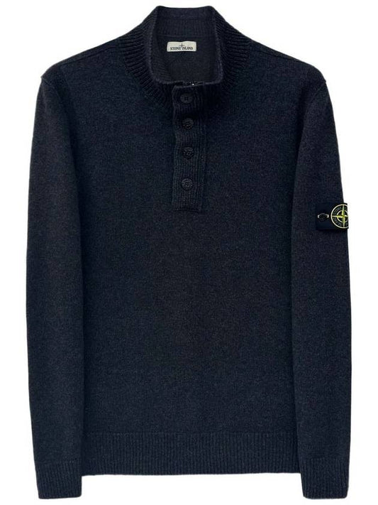 High Neck Half Button Lambswool Knit Top Charcoal - STONE ISLAND - BALAAN 2
