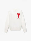 Big Heart Logo Knit Top White - AMI - BALAAN 4