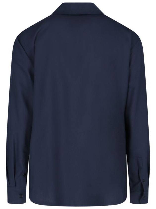 Logo Relaxed Fit Virgin Wool Long Sleeve Shirt Navy - MARNI - BALAAN 3