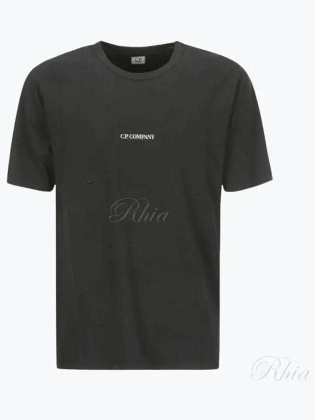 24/1 Jersey Garment Dyed Logo Short Sleeve T-Shirt Black - CP COMPANY - BALAAN 2