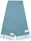 Logo Patch Fringe Wool Muffler Aquamarine - AMI - BALAAN 4