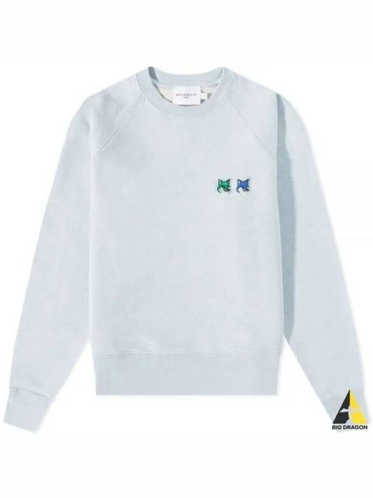 Double Head Fox Patch Sweatshirt Blue - MAISON KITSUNE - BALAAN 2