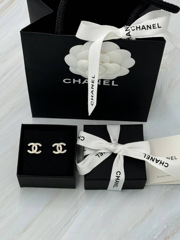 CC logo quilted crystal earrings gold ABB974 - CHANEL - BALAAN 6