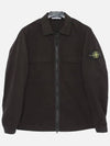 Zipper Regular Fit Cotton Overshirt Jacket Black - STONE ISLAND - BALAAN 3