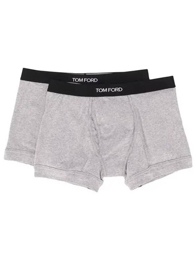 Men's Cotton Boxer Briefs Grey 2 Pack - TOM FORD - BALAAN 2