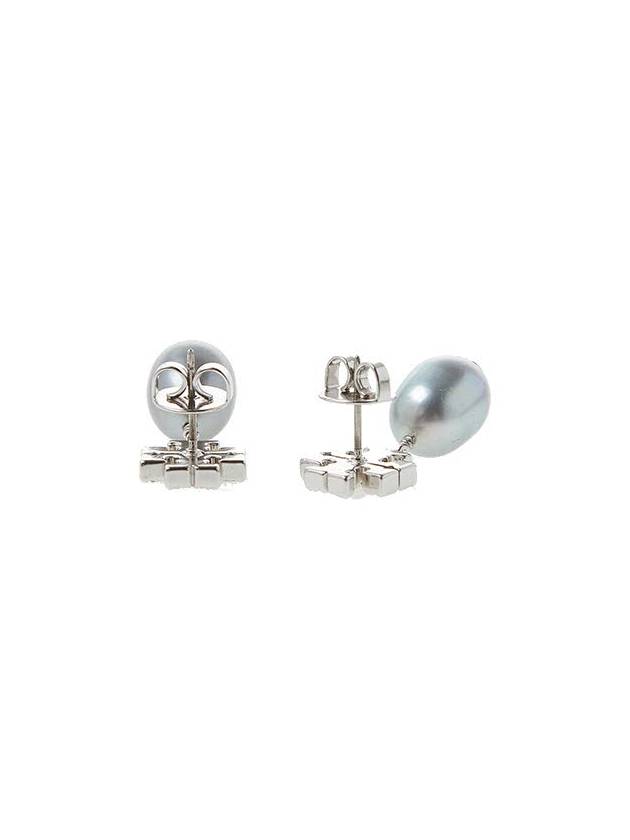 Kira Pave Pearl Drop Earrings Silver - TORY BURCH - BALAAN 4