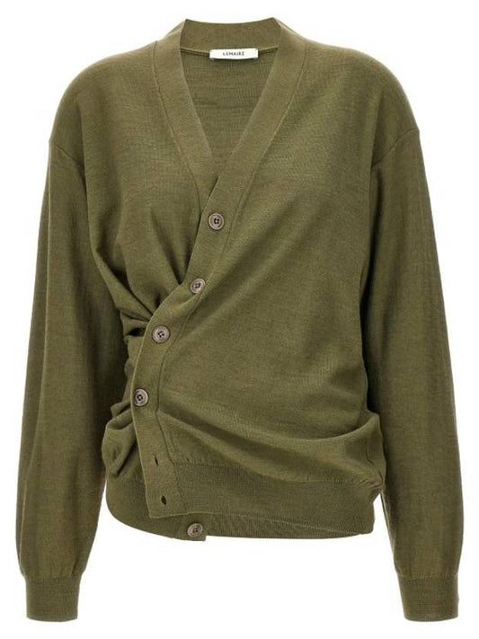 Relaxed Twisted Merino Wool Blend Cardigan Light Olive - LEMAIRE - BALAAN 1