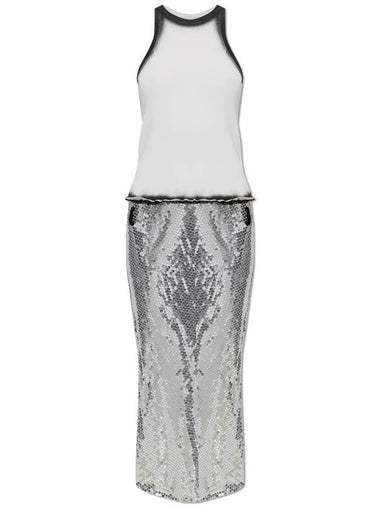 The Attico Dress With Sequin Skirt, Women's, Silver - THE ATTICO - BALAAN 1