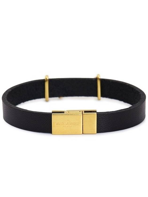 Leather Gold Opium Bracelet Black - SAINT LAURENT - BALAAN 3