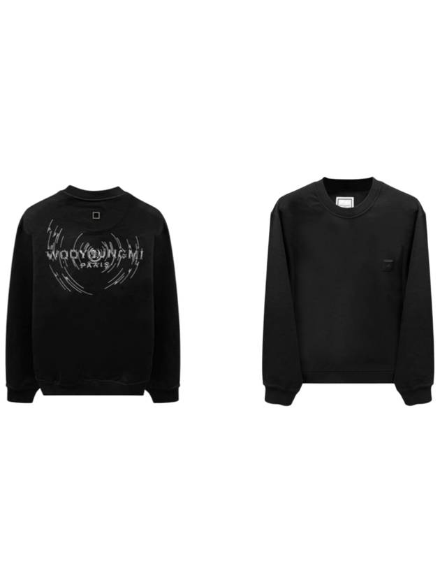 Overfit Wave Graphic Back Logo Sweatshirt Black - WOOYOUNGMI - BALAAN 2