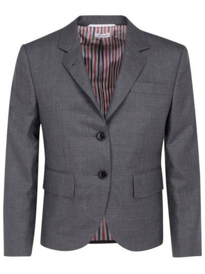 Women's Twill Slim Fit Single Breasted Wool Jacket Mid Grey - THOM BROWNE - BALAAN 2