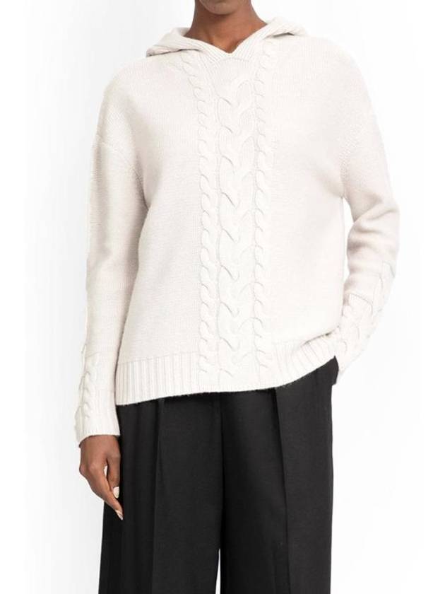 Anime Hooded Cable Knit Top Ecru - S MAX MARA - BALAAN 1