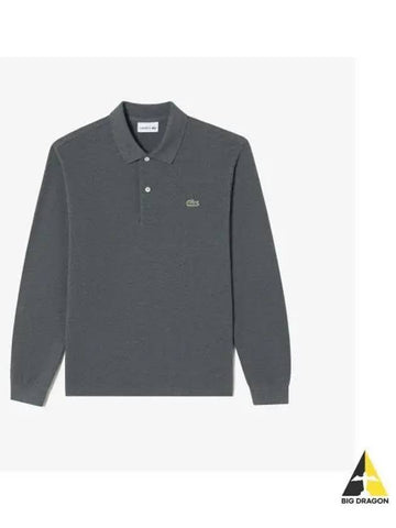 Men s French Regular Fit Long Sleeve Basic Polo Charcoal Gray - LACOSTE - BALAAN 1