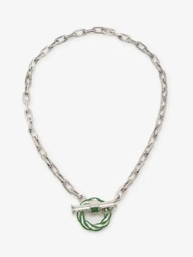 Filler Chain Necklace Green Silver - BOTTEGA VENETA - BALAAN 2