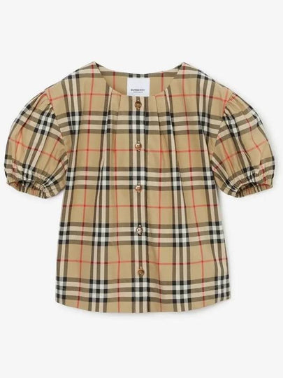 Kids Vintage Check Short Sleeve Blouse Beige - BURBERRY - BALAAN 2