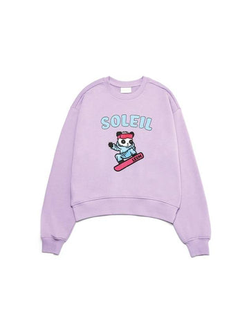 Snowboarding Panda Sweatshirt Lavender - LE SOLEIL MATINEE - BALAAN 1