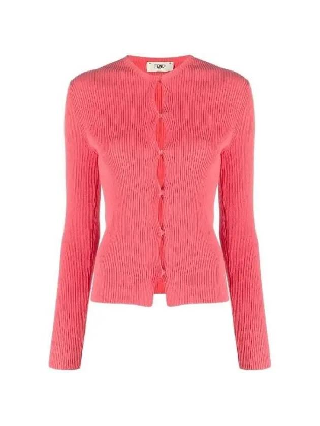 Crew Neck Slim Fit Cardigan Pink - FENDI - BALAAN 2