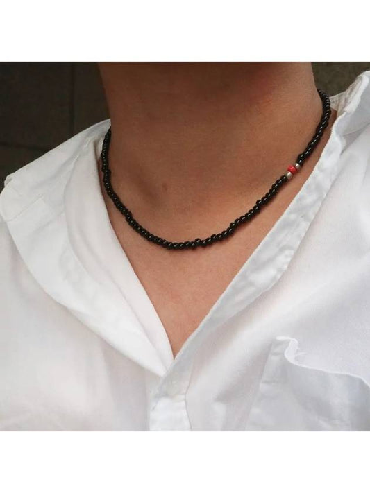 Men s Necklace Black Beads CLEF TREMOLO NEC - BASSCLEF - BALAAN 2