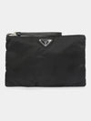 Re-Nylon and Saffiano Leather Clutch Bag Black - PRADA - BALAAN 4