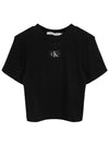 Logo Patch Ribbed Short Sleeve T-Shirt Black - CALVIN KLEIN - BALAAN 2