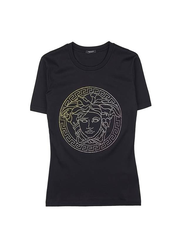 Medusa Crystal Logo Short Sleeve T-Shirt Black - VERSACE - BALAAN 9