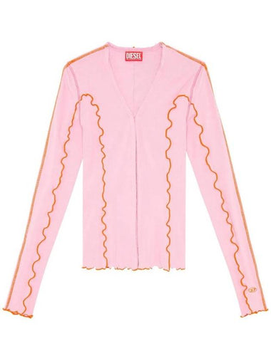 Women's T Rivas Rib Cardigan Light Pink - DIESEL - BALAAN 1