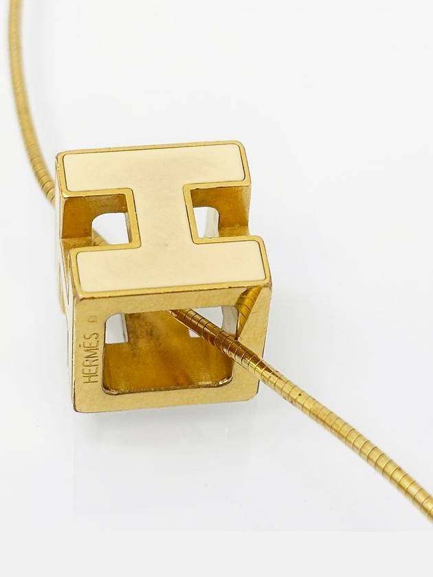 Gold H Cube Pendant Snake Necklace 4VHEA36618 - HERMES - BALAAN 6