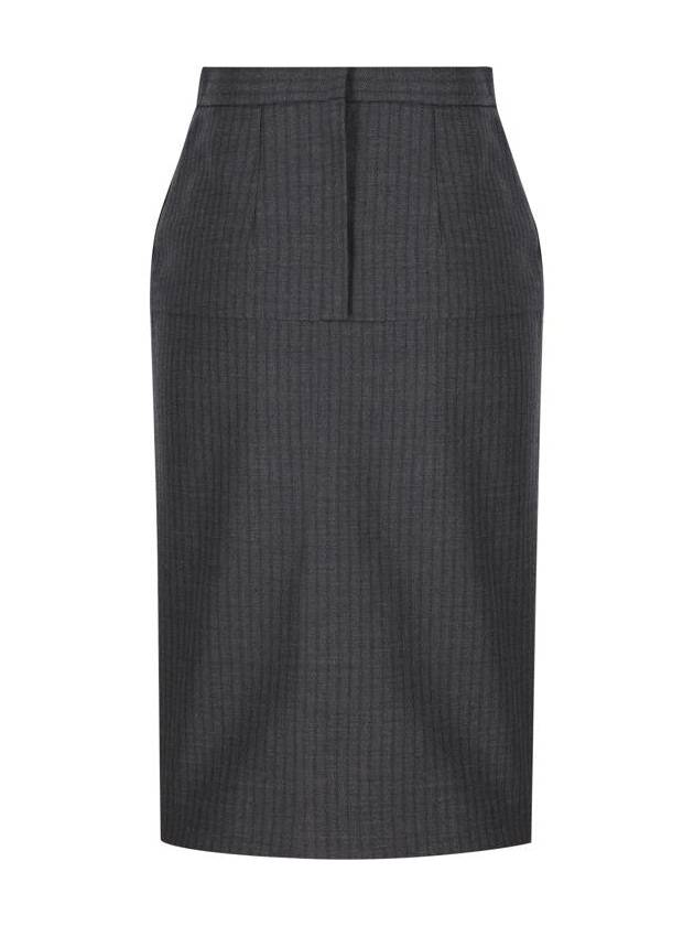 Pinstripe Wool Pencil Skirt Grey - FENDI - BALAAN 3