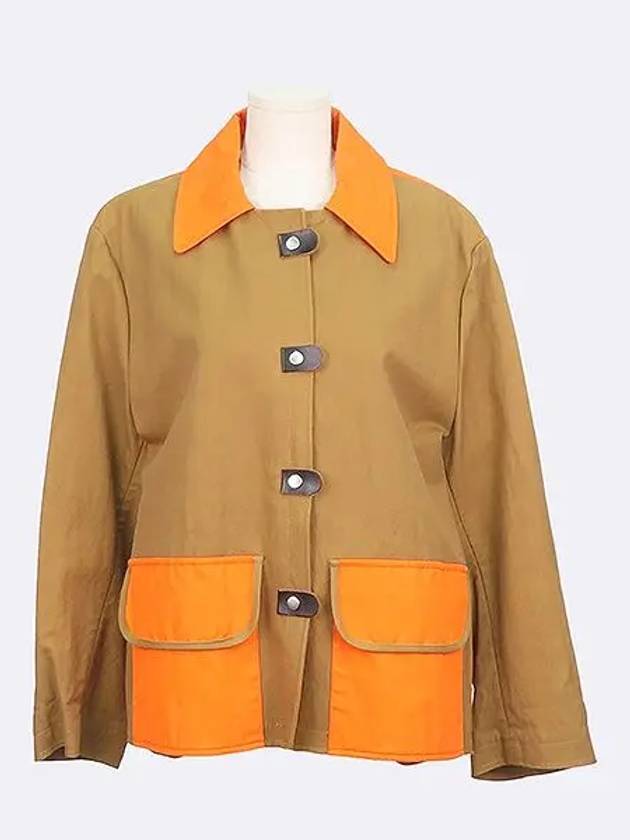 Brown orange color combination collar women s jacket - MARNI - BALAAN 1