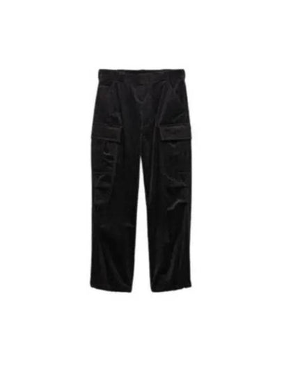 Cargo Pocket Corduroy Straight Pants Black - PRADA - BALAAN 2