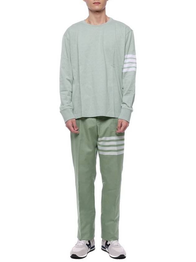 4 Bar Crew Neck Long Sleeve T-Shirt Green - THOM BROWNE - BALAAN 4