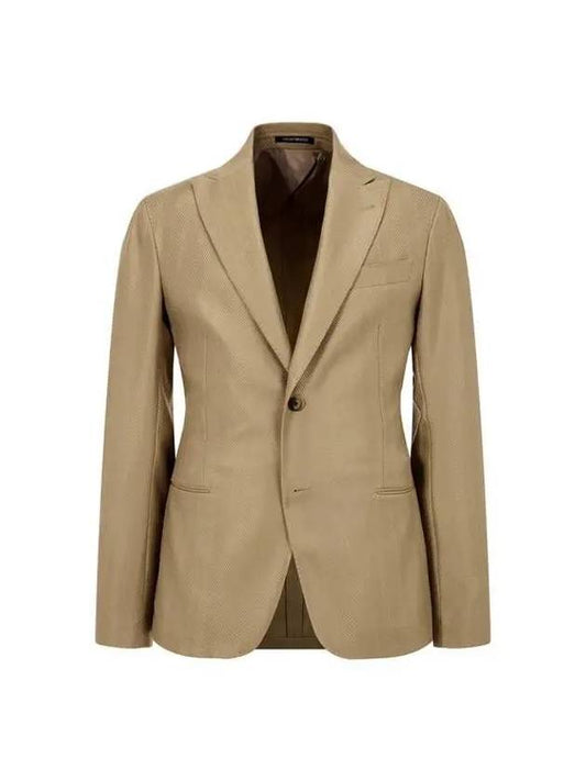 Men s Peaked Lapel Herringbone Jacket Gold 271683 - EMPORIO ARMANI - BALAAN 1