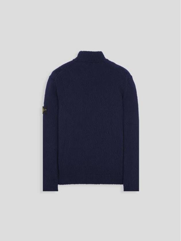 Half Zip-up Loose Fit Uneven Cotton Yarn Knit Top Navy - STONE ISLAND - BALAAN 5