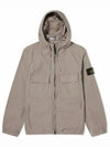 Cotton Twill Stretch Hooded Jacket Dove Grey - STONE ISLAND - BALAAN 2