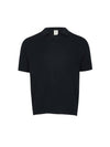 Men's Open Collar Short Sleeve Knit Top Dark Navy - SOLEW - BALAAN 1